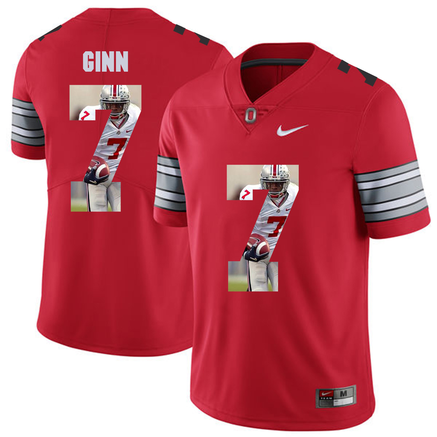 Men Ohio State #7 Ginn Red Fashion Edition Customized NCAA Jerseys->customized ncaa jersey->Custom Jersey